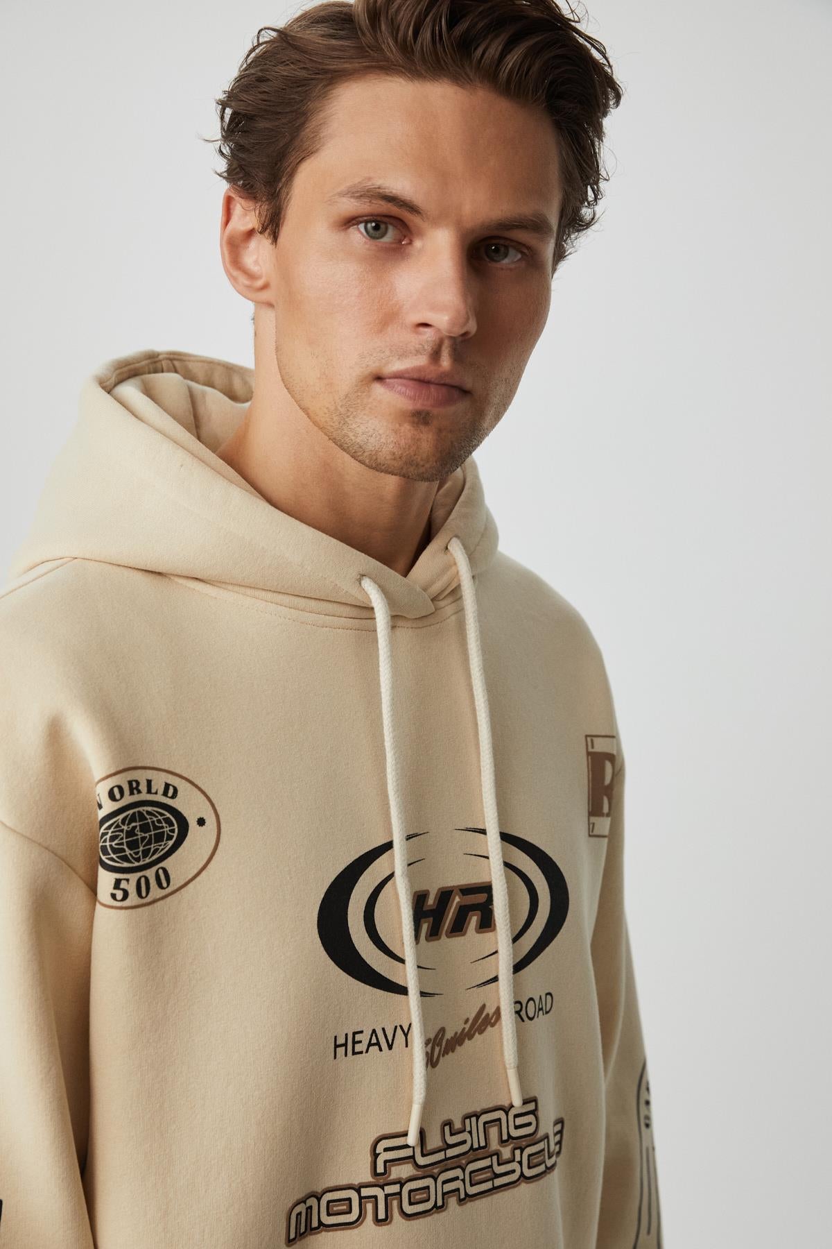 GRIMELANGE MILES Herren Oversized Hoodie Beige