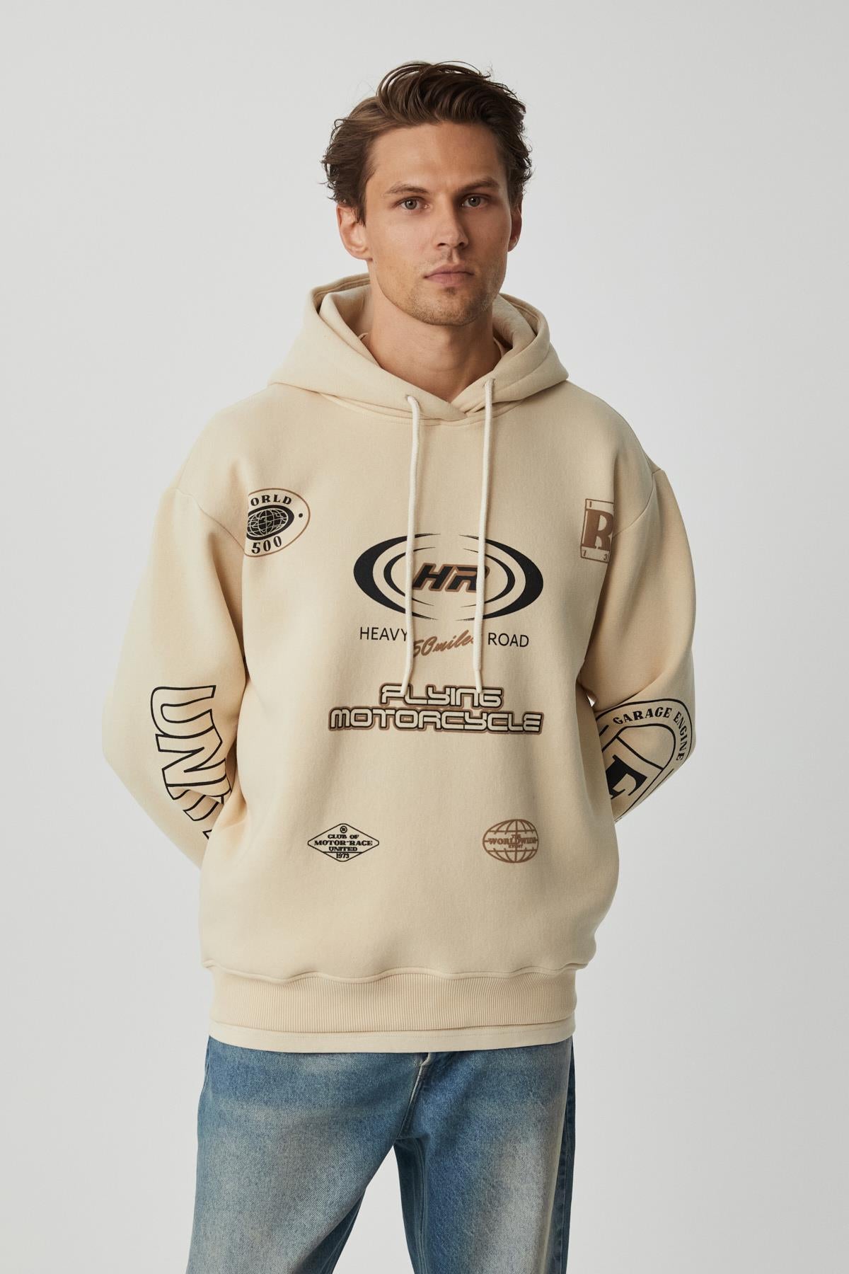GRIMELANGE MILES Herren Oversized Hoodie Beige