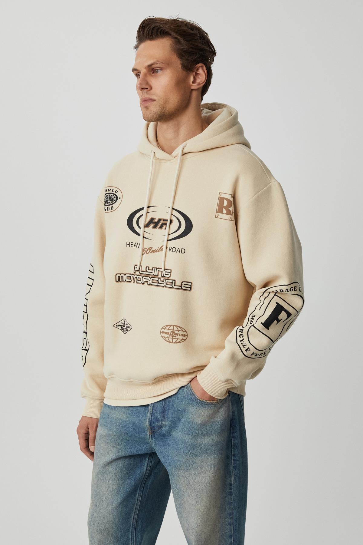 GRIMELANGE MILES Herren Oversized Hoodie Beige