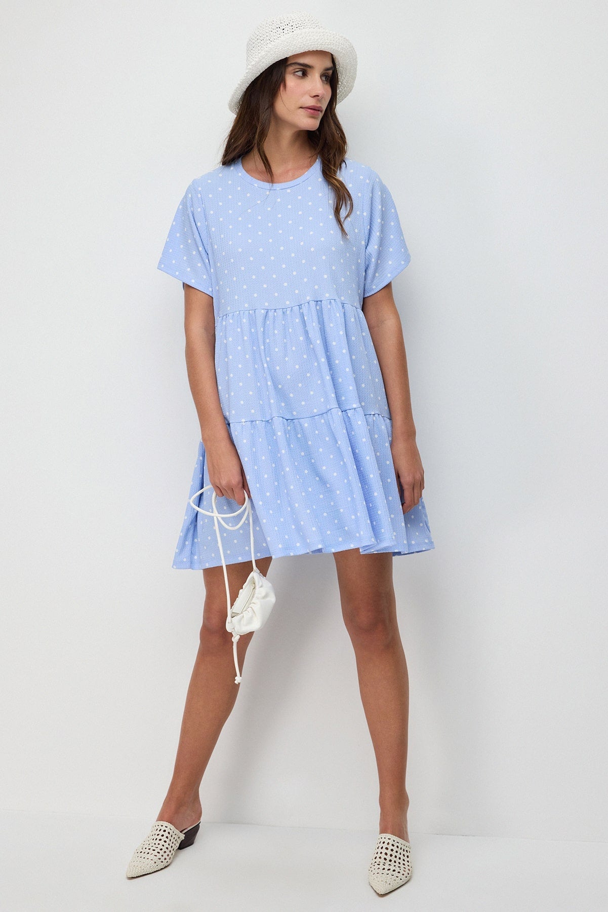 Ausgestelltes, kurzärmeliges Minikleid