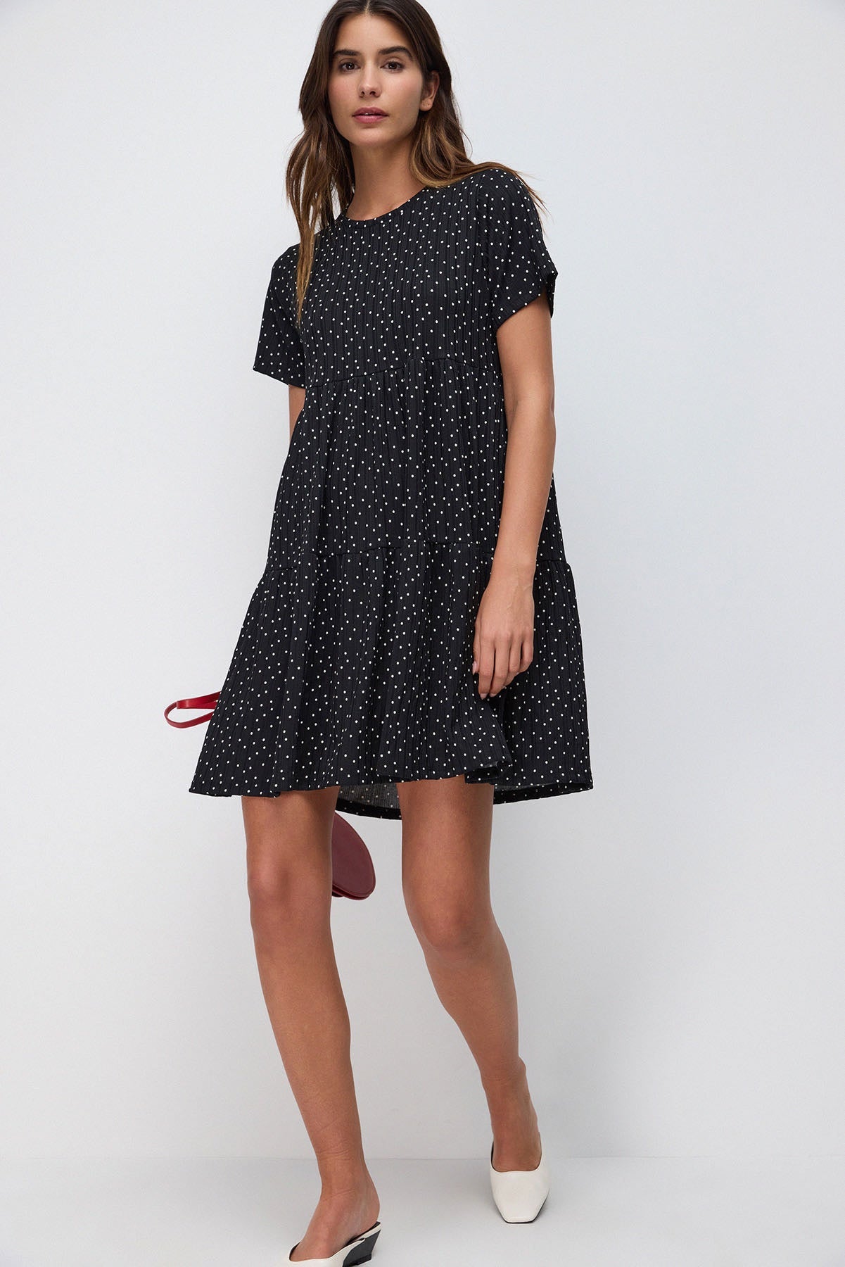 Ausgestelltes, kurzärmeliges Minikleid