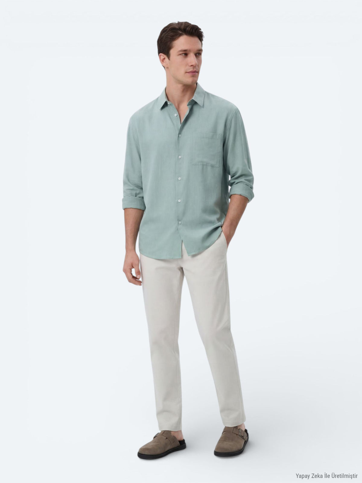 Mintfarbiges Oversize-Weitgewebe Shirt