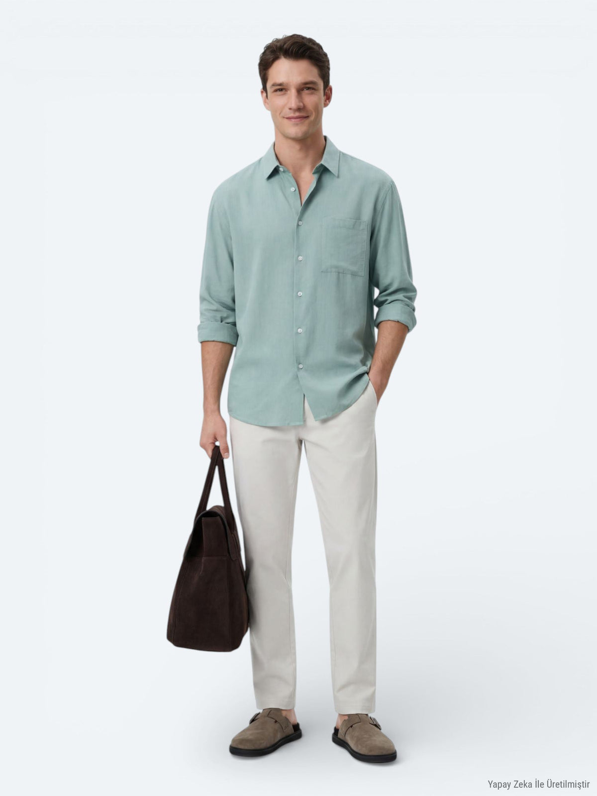KİP Mintfarbiges Oversize-Weitgewebe Shirt Nane yeşili