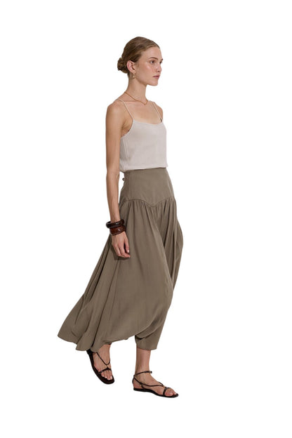 Modal-Rüschenrock, lang, Khaki