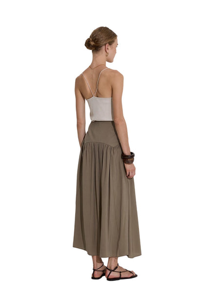 Modal-Rüschenrock, lang, Khaki