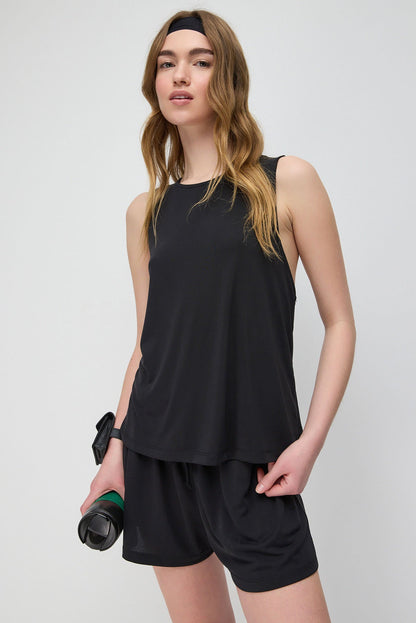 Langes Tanktop mit gekreuztem Rückendesign, aus Modal-Gewebe