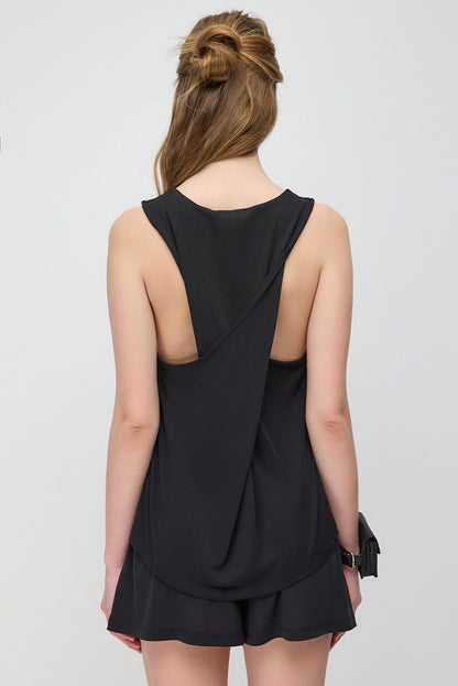 Langes Tanktop mit gekreuztem Rückendesign, aus Modal-Gewebe