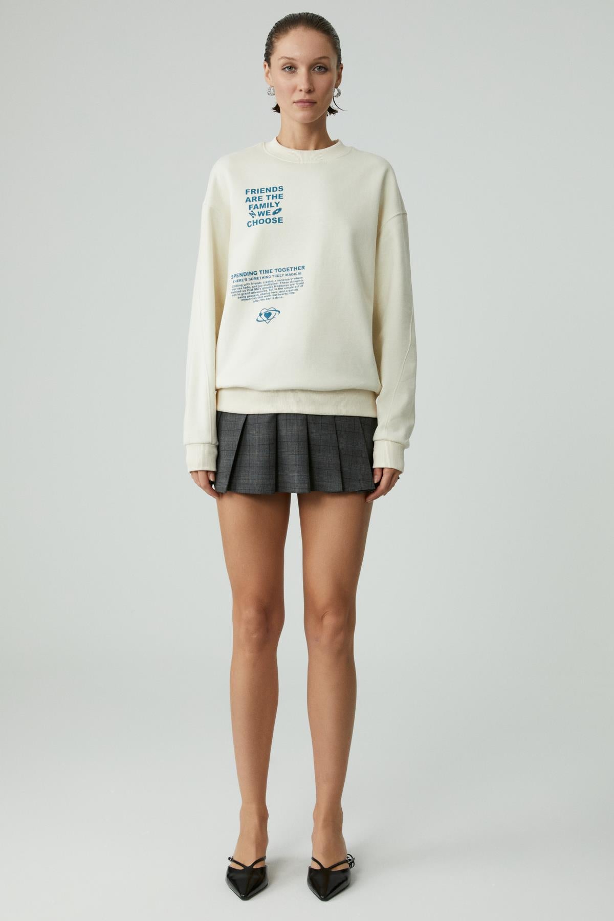ETHIQUET MODELITA Damen Sweatshirt bedruckt Ecru