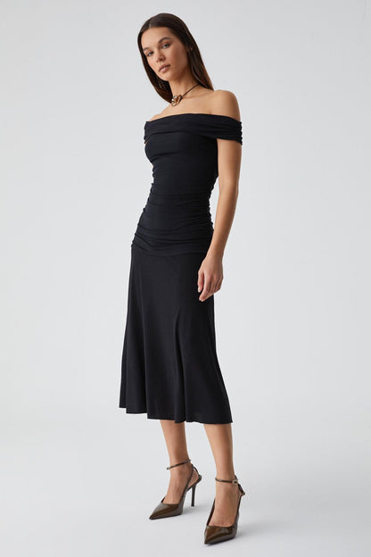 MONSSUA Damen Off-Shoulder Kleid