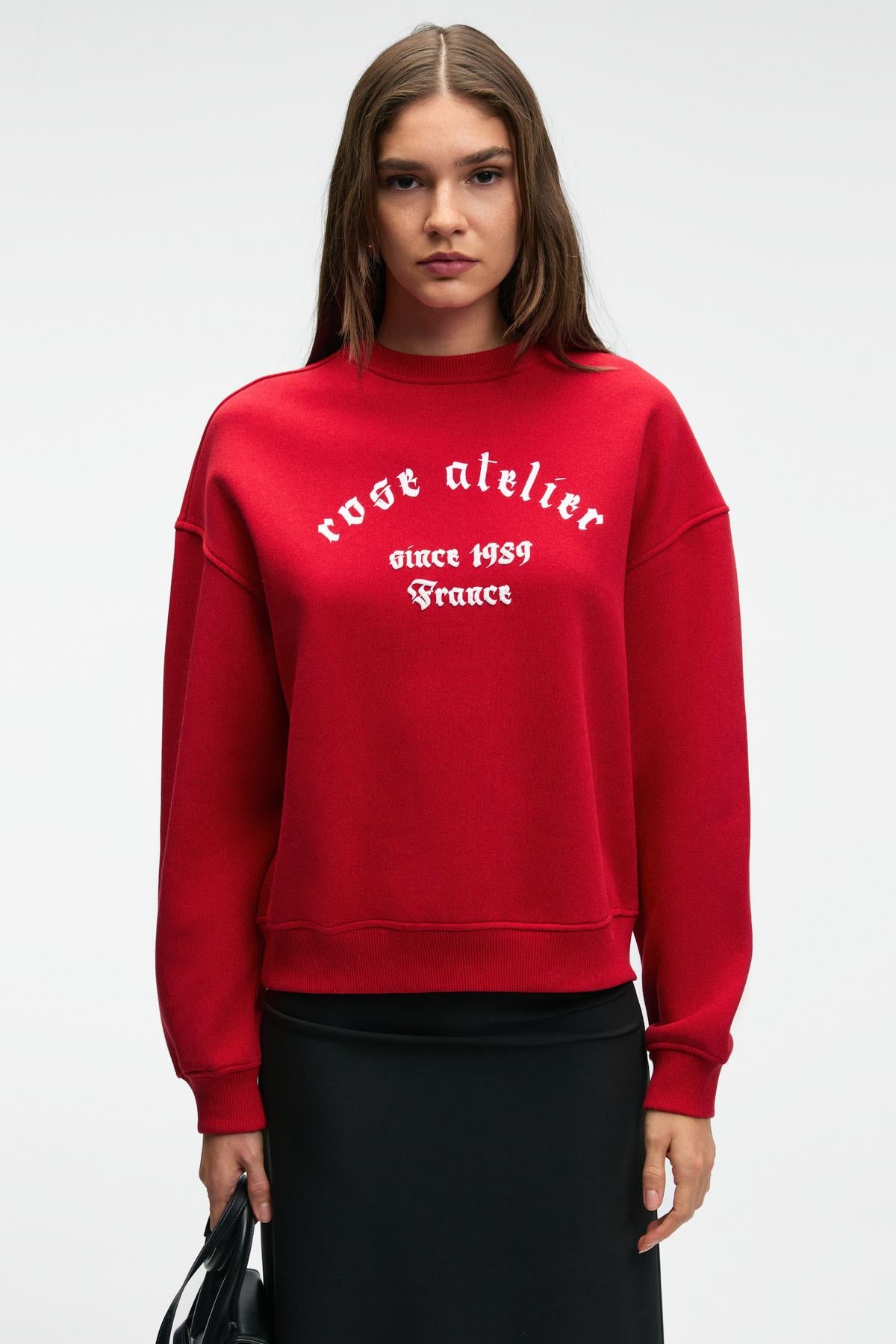 GRIMELANGE MOREVESSA Damen Rundhals-Sweatshirt Rot