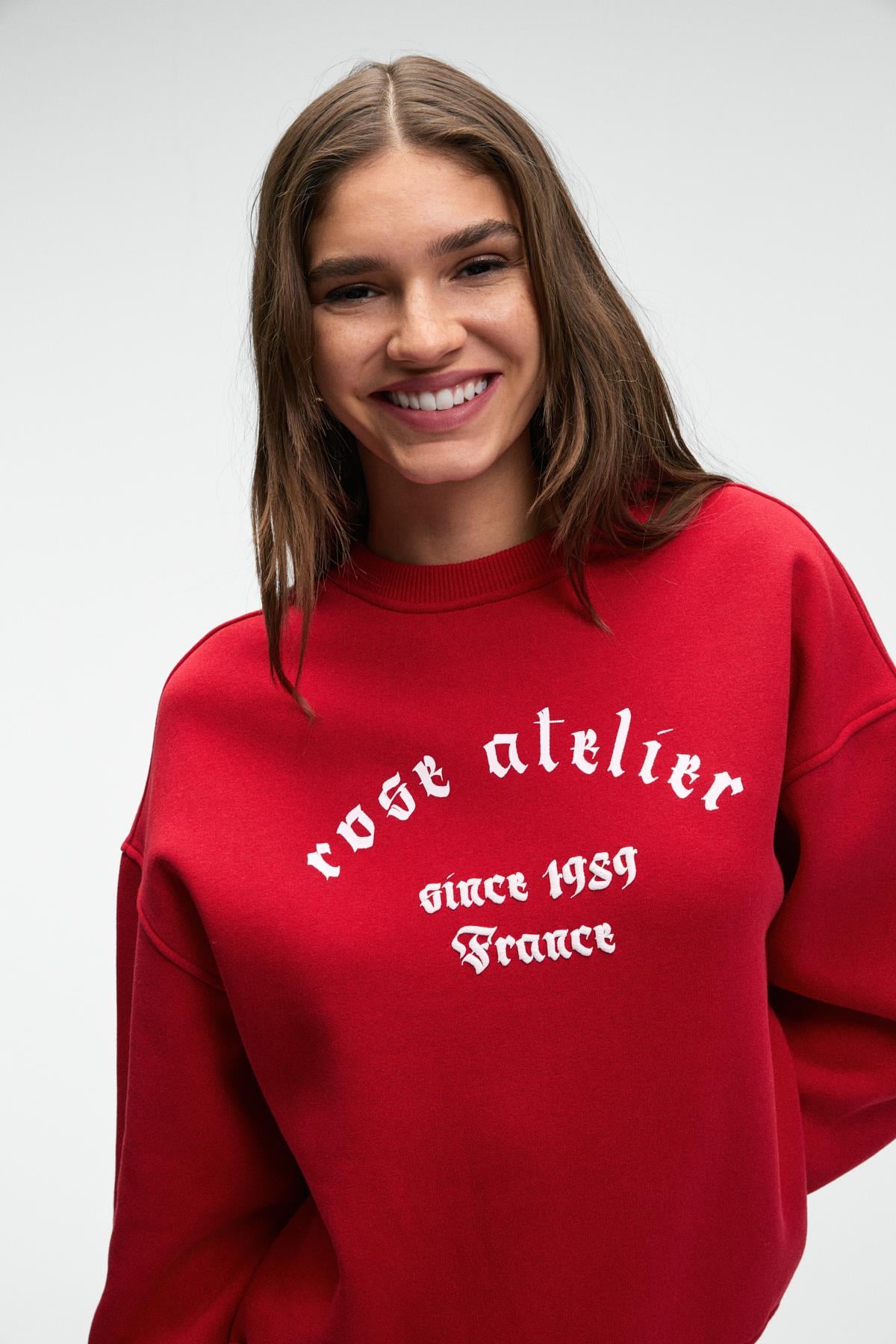 GRIMELANGE MOREVESSA Damen Rundhals-Sweatshirt Rot