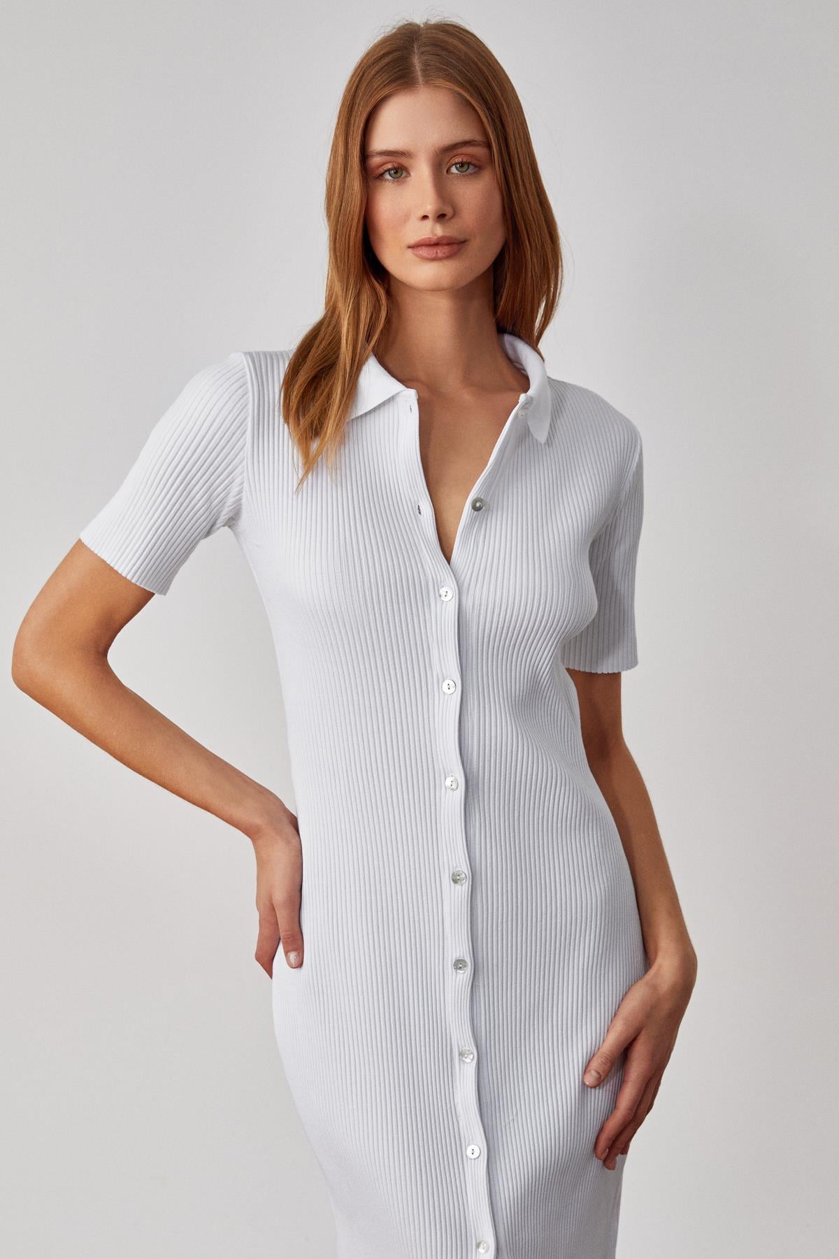 MOUNTYA Damen Slim Hemdkragenkleid