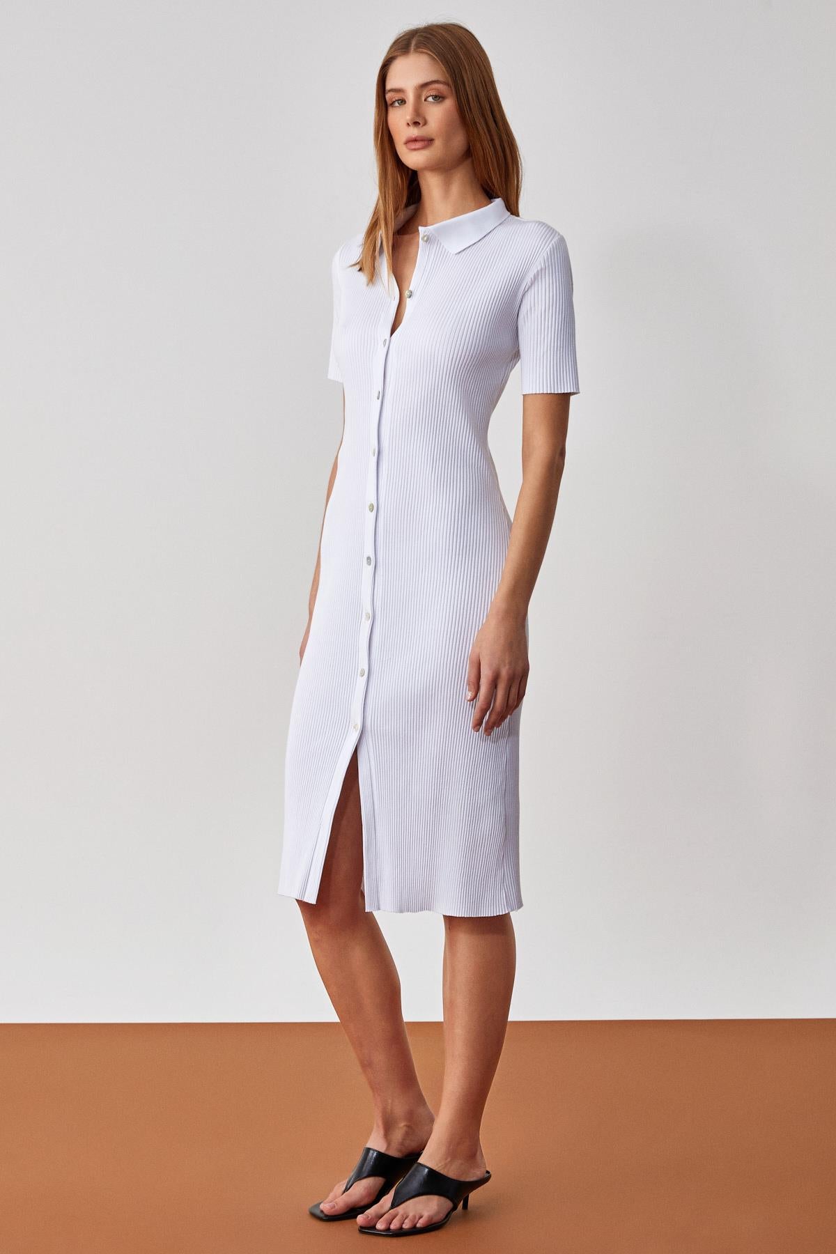 MOUNTYA Damen Slim Hemdkragenkleid