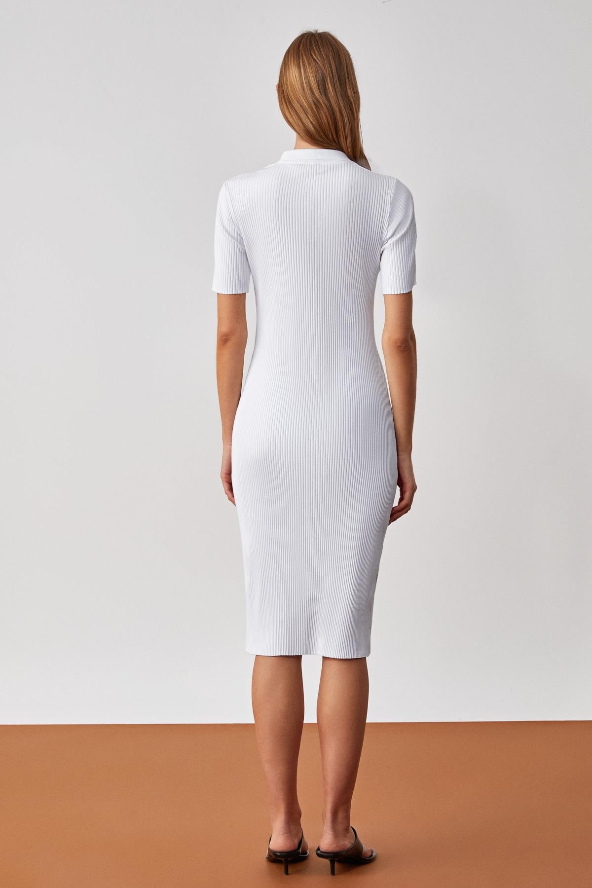 ETHIQUET MOUNTYA Damen Slim Hemdkragenkleid Weiß