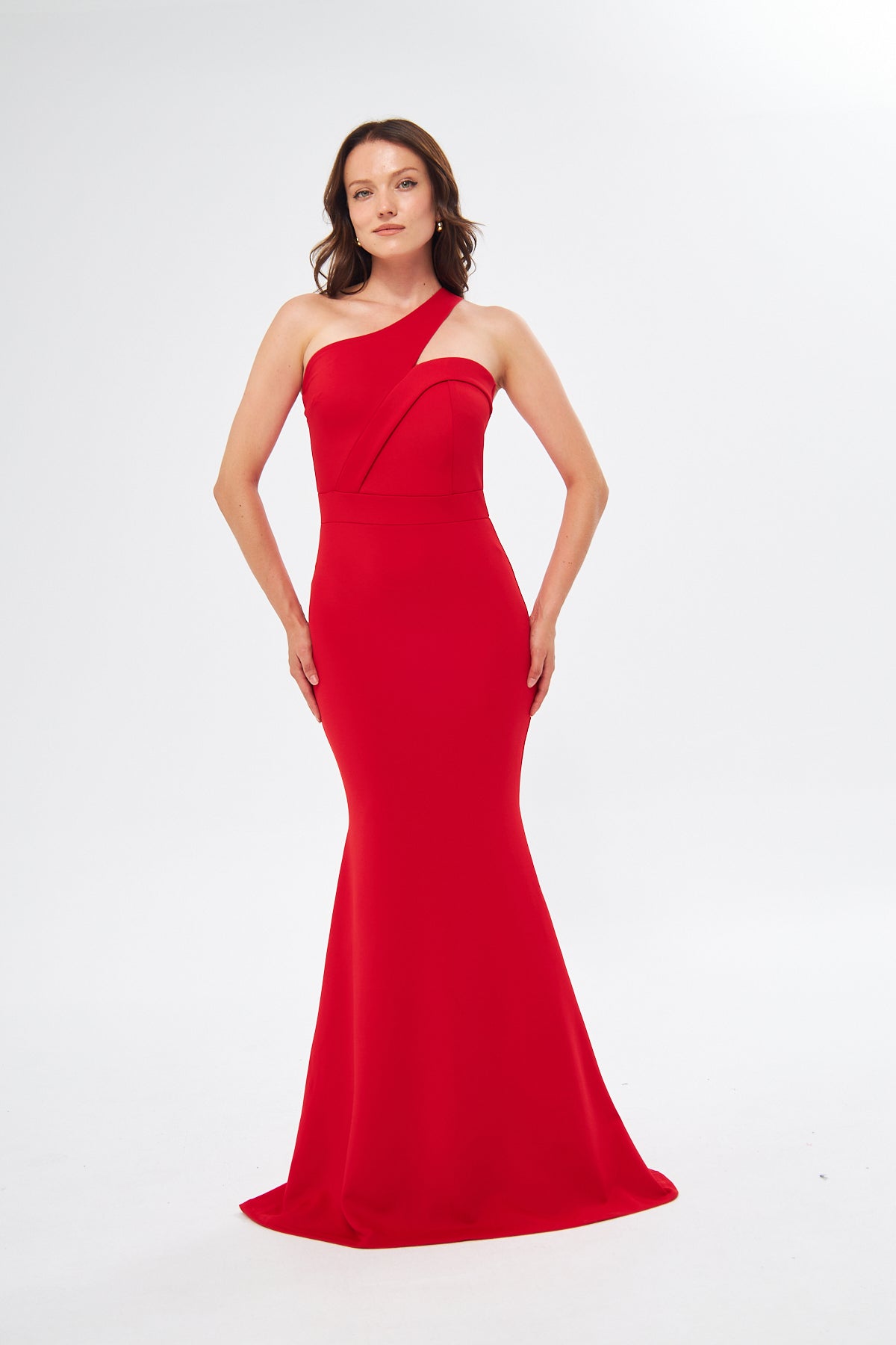 Maxikleid mit asymmetrischem Ausschnitt