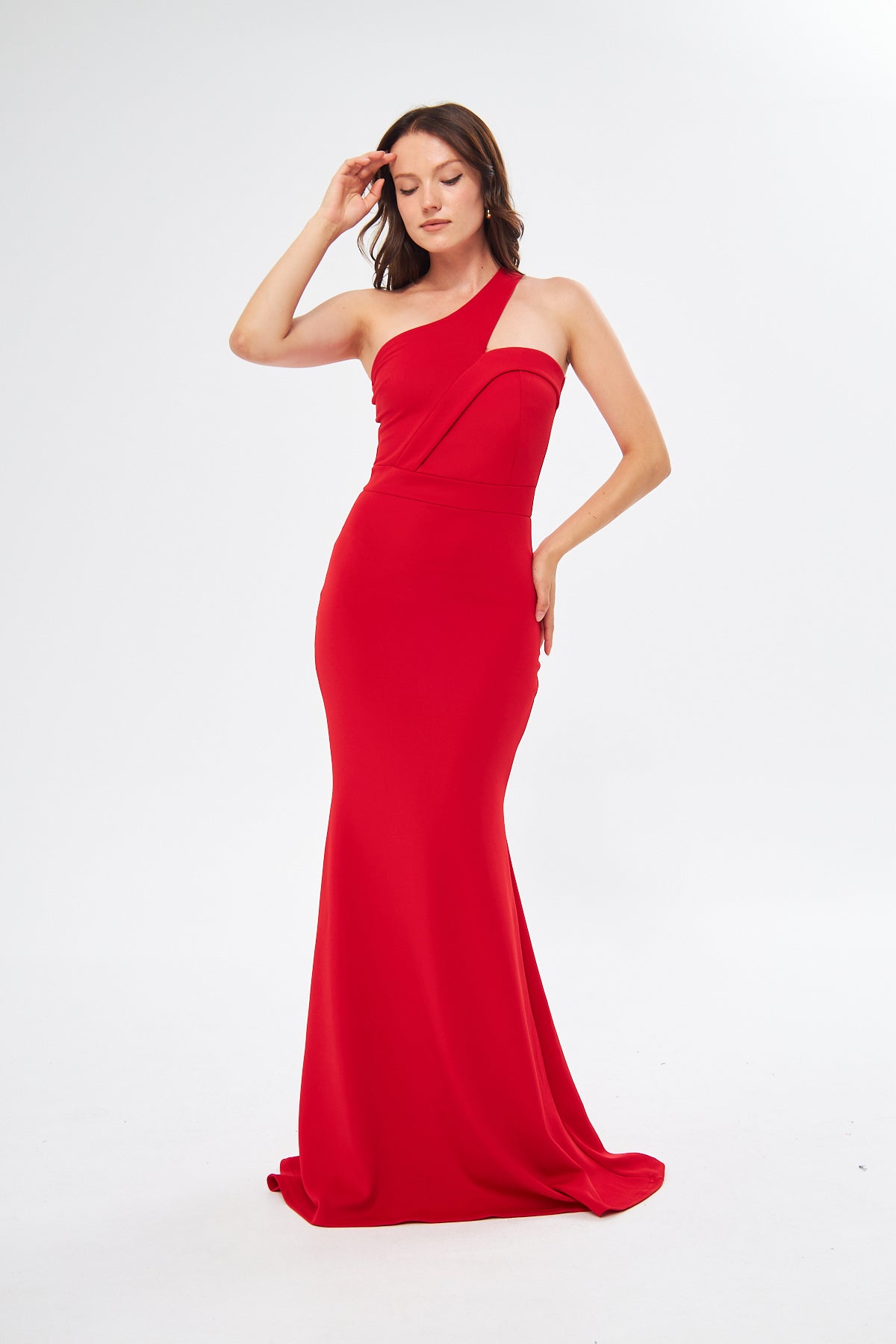 Maxikleid mit asymmetrischem Ausschnitt