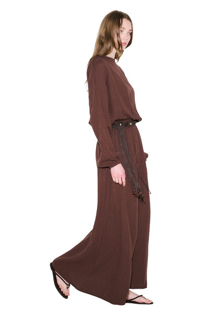 MUSLINKLEID MIT GERAUTER TAILLE, SCHWARZ.