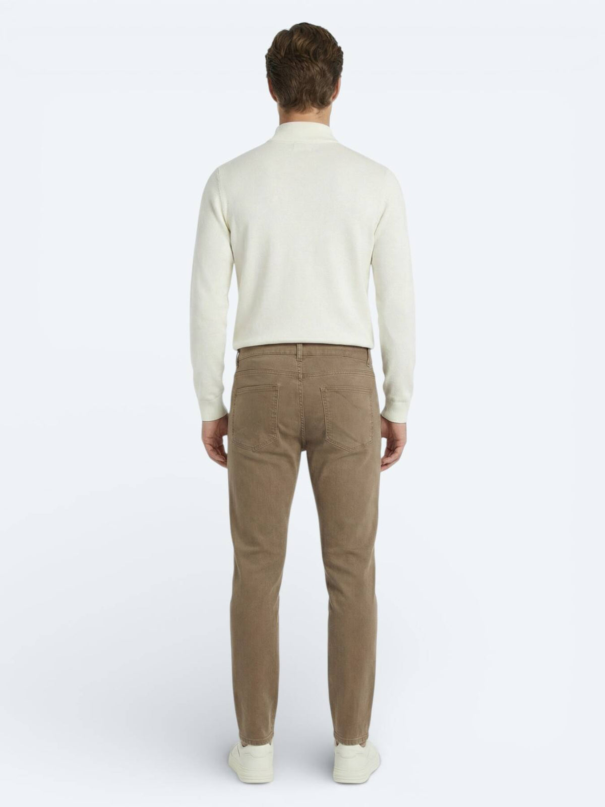 Senfgelbe, schmal geschnittene Jeans aus Baumwollmischgewebe