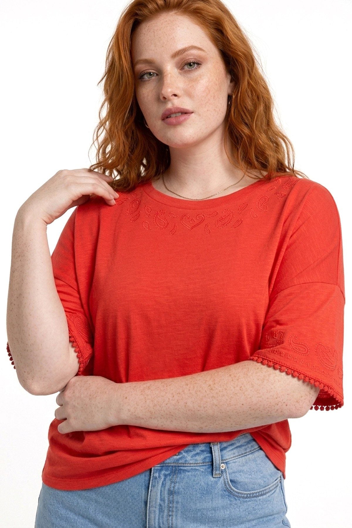Besticktes Crew-Neck T-Shirt