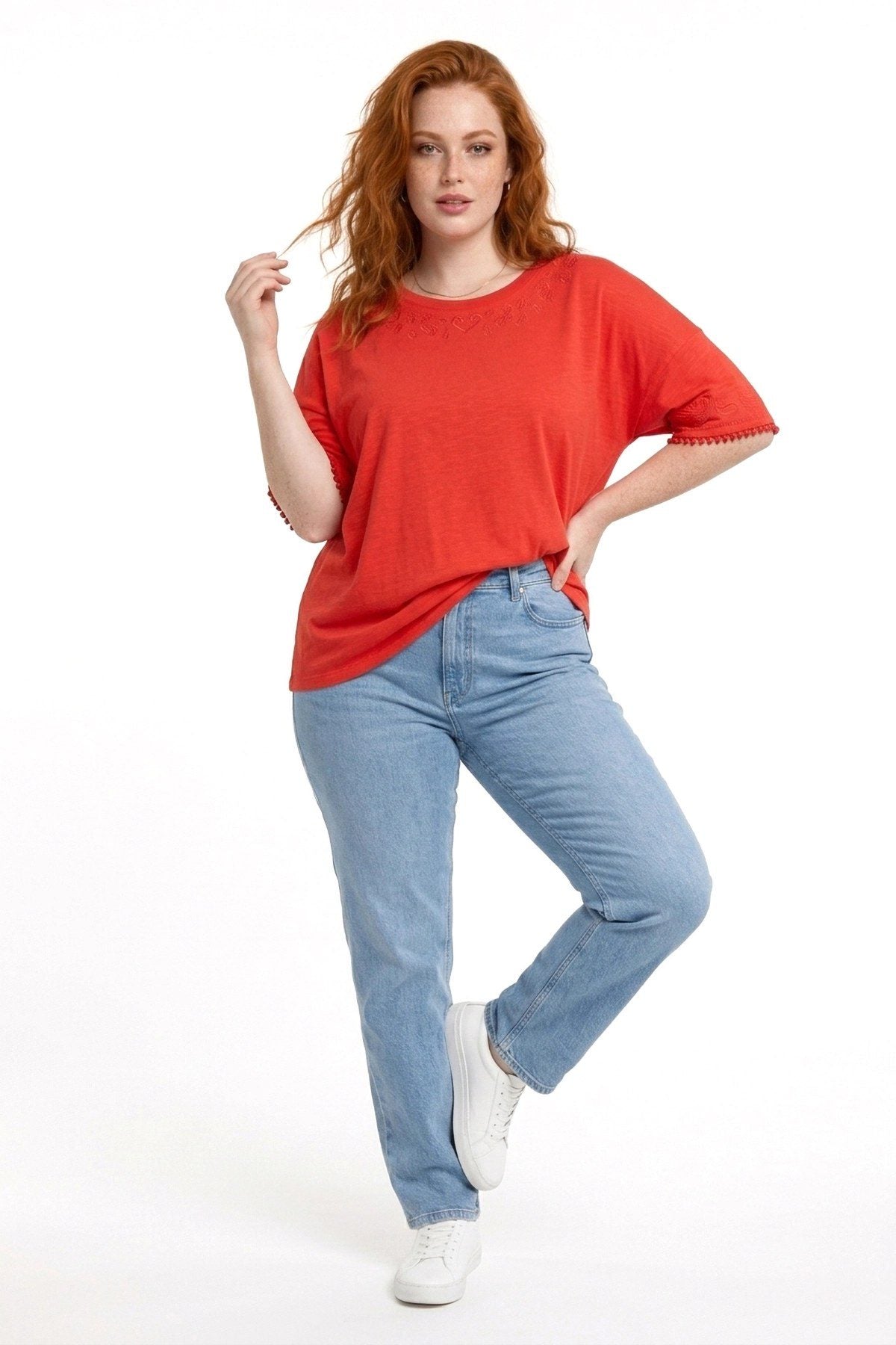 Besticktes Crew-Neck T-Shirt