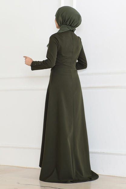 Besticktes Kleid - Khaki 6119