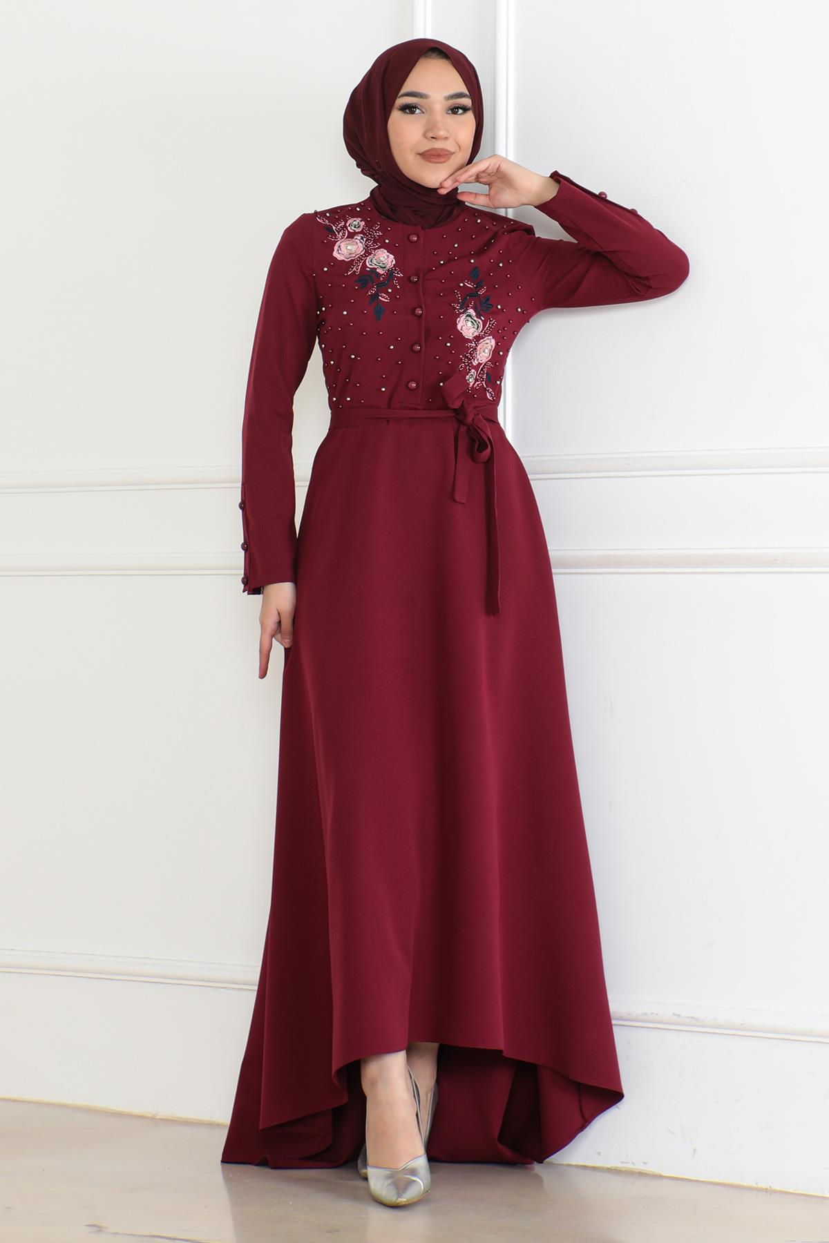 Besticktes Kleid - Khaki 6119