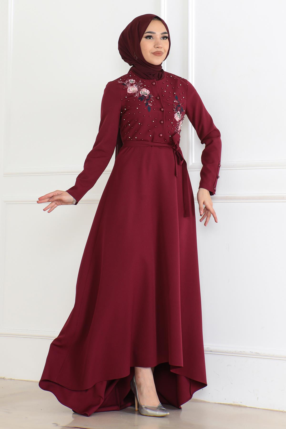 Besticktes Kleid - Khaki 6119