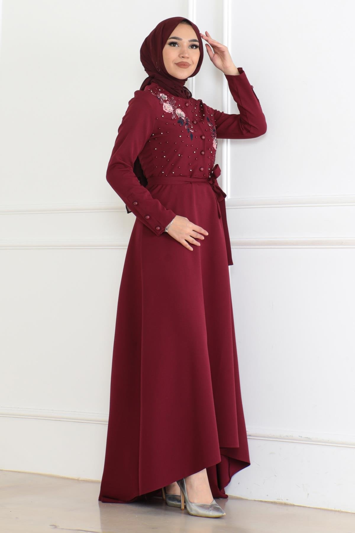 Besticktes Kleid - Khaki 6119