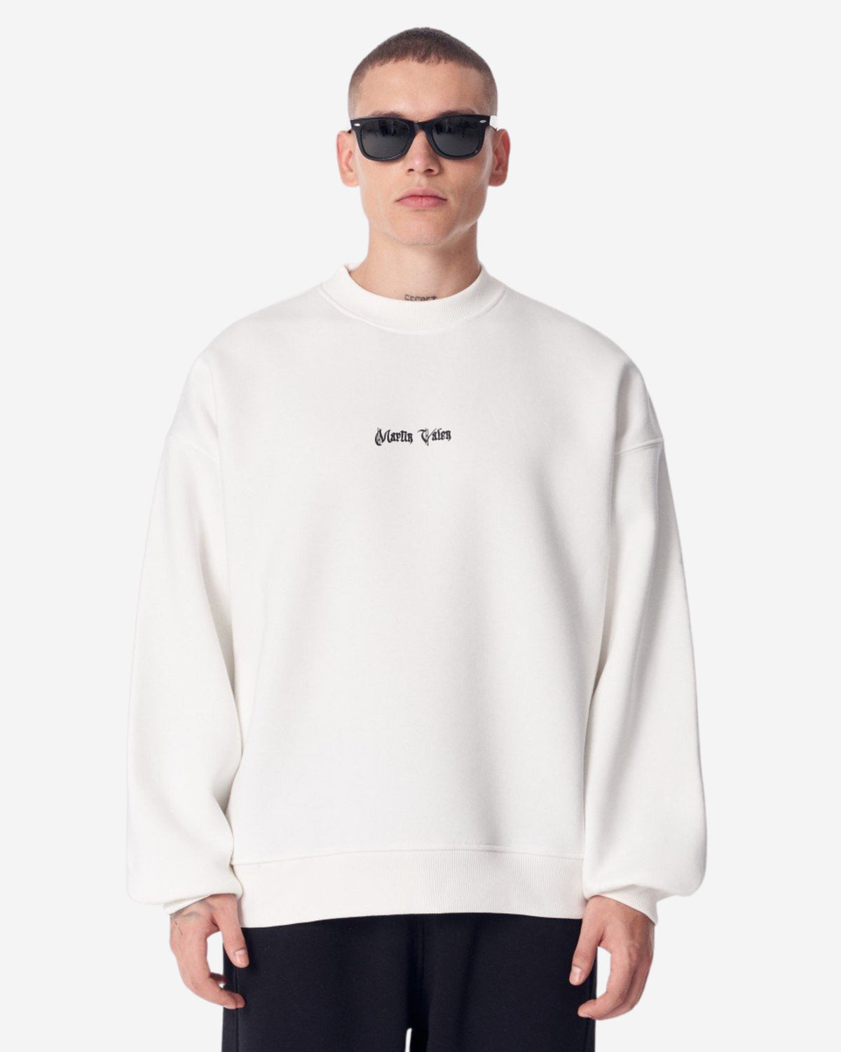 Besticktes Mandala Weißes Oversize-Sweatshirt