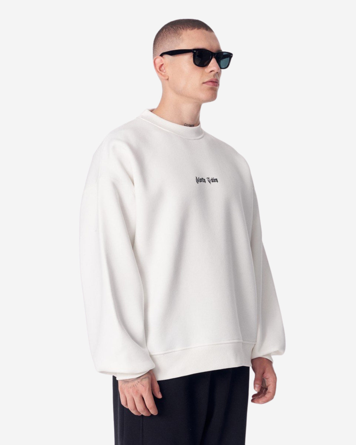 Besticktes Mandala Weißes Oversize-Sweatshirt