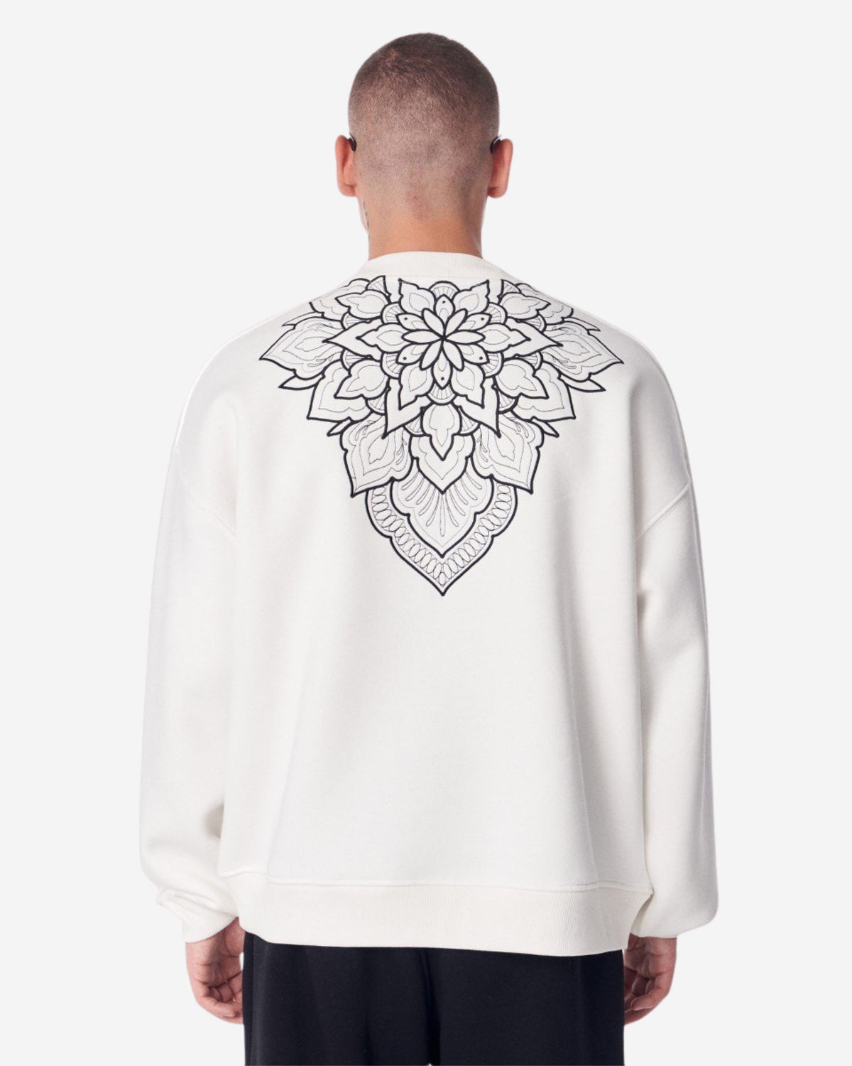 Besticktes Mandala Weißes Oversize-Sweatshirt