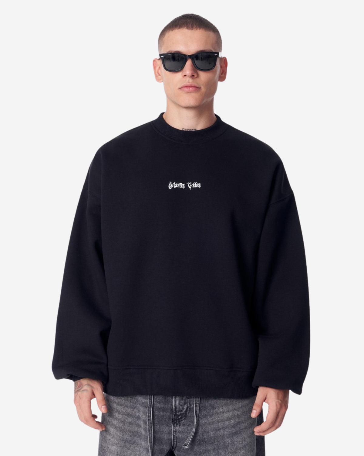 Besticktes Mandala Weißes Oversize-Sweatshirt