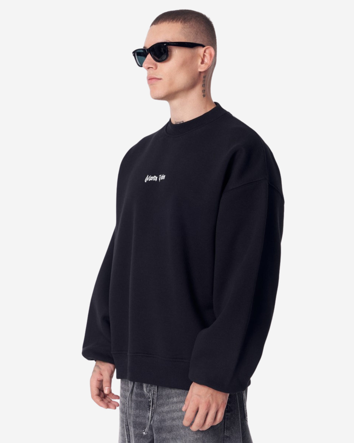 Besticktes Mandala Weißes Oversize-Sweatshirt