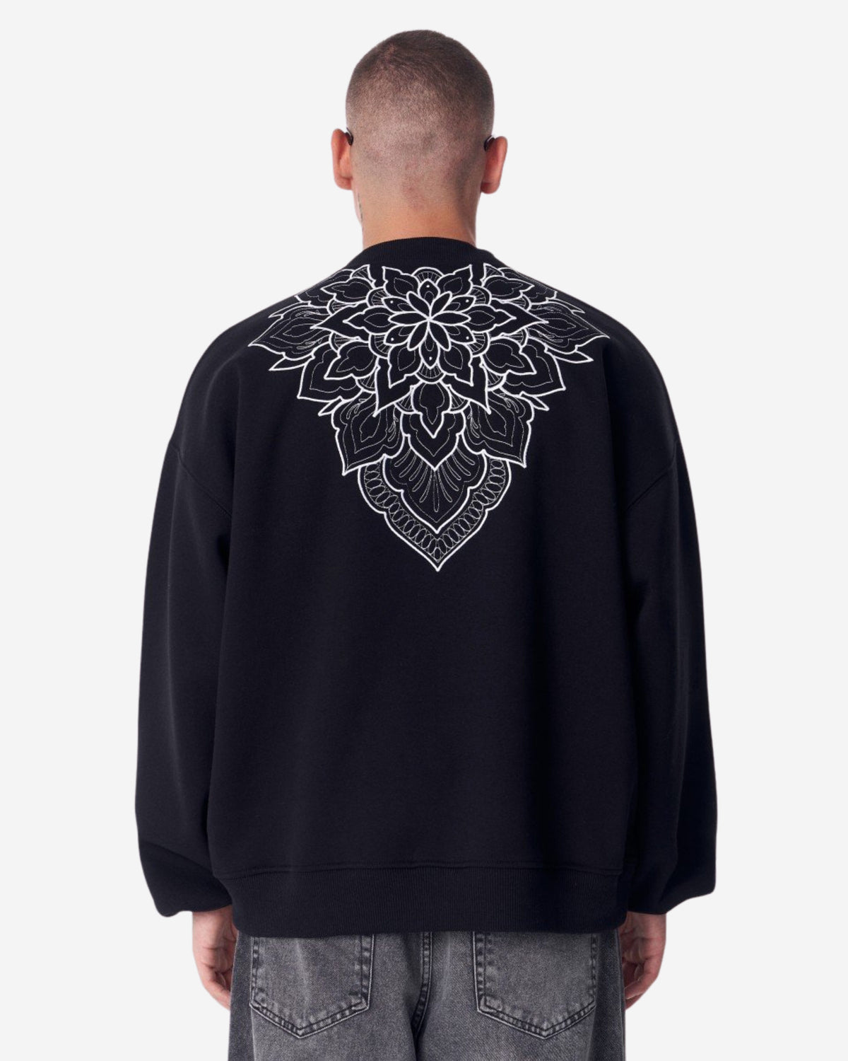 Besticktes Mandala Weißes Oversize-Sweatshirt