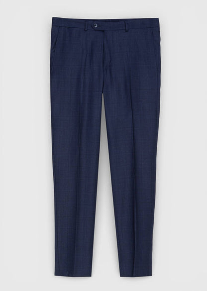 Marineblau Karierter Zeroweight Anzug 100% Wolle