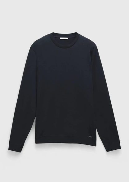 Marineblaues, schlichtes Sweatshirt mit Rundhalsausschnitt