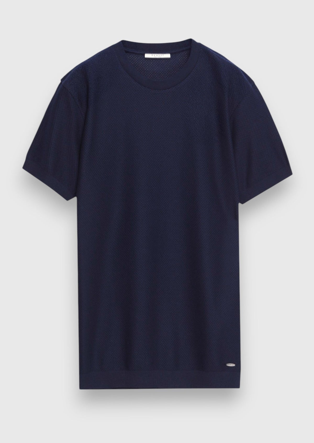 Ramsey Marineblaues Jacquard T-Shirt aus 100% Baumwolle Navy blue
