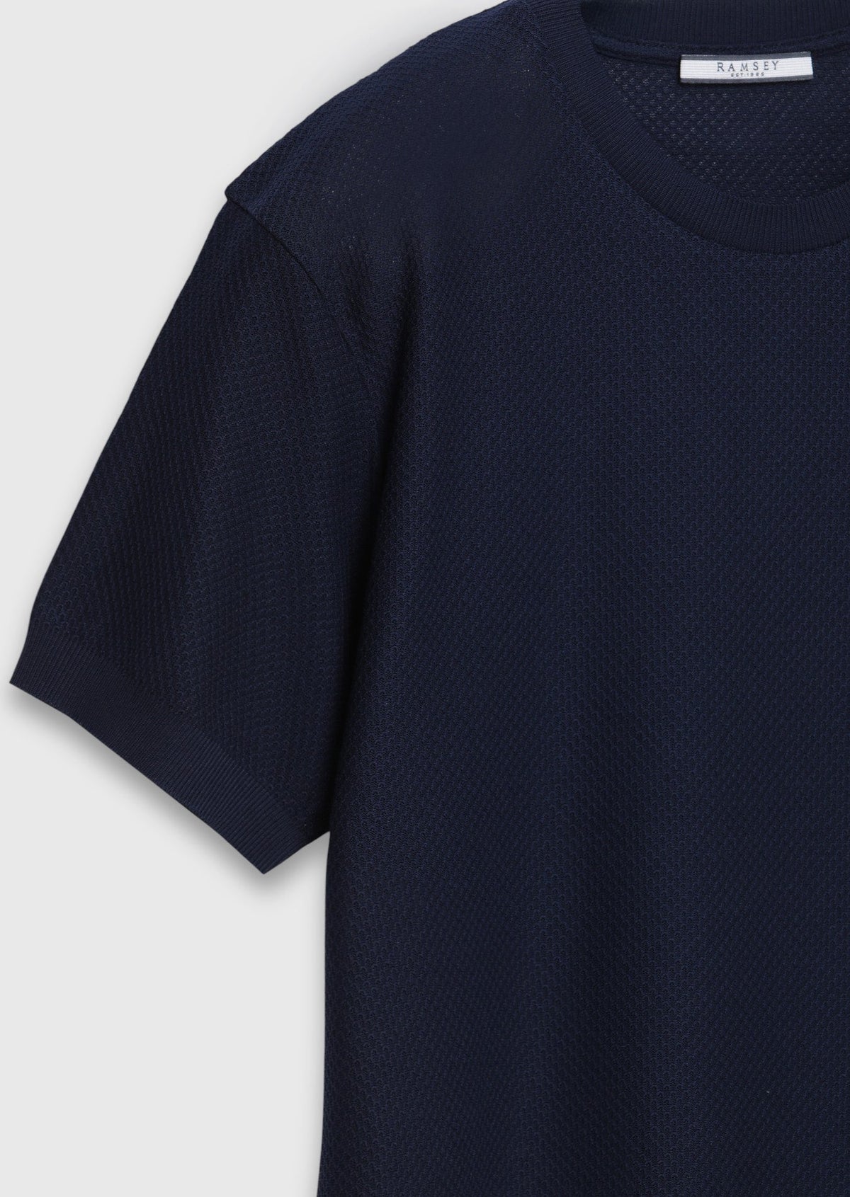 Ramsey Marineblaues Jacquard T-Shirt aus 100% Baumwolle Navy blue