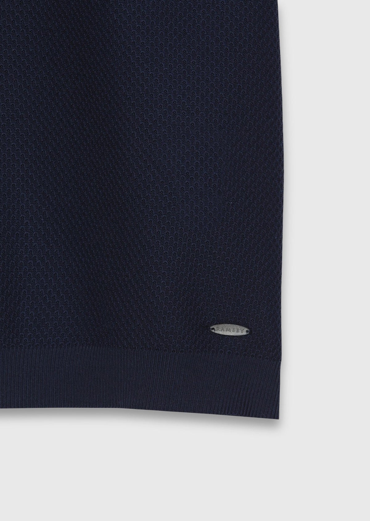 Marineblaues Jacquard T-Shirt aus 100% Baumwolle