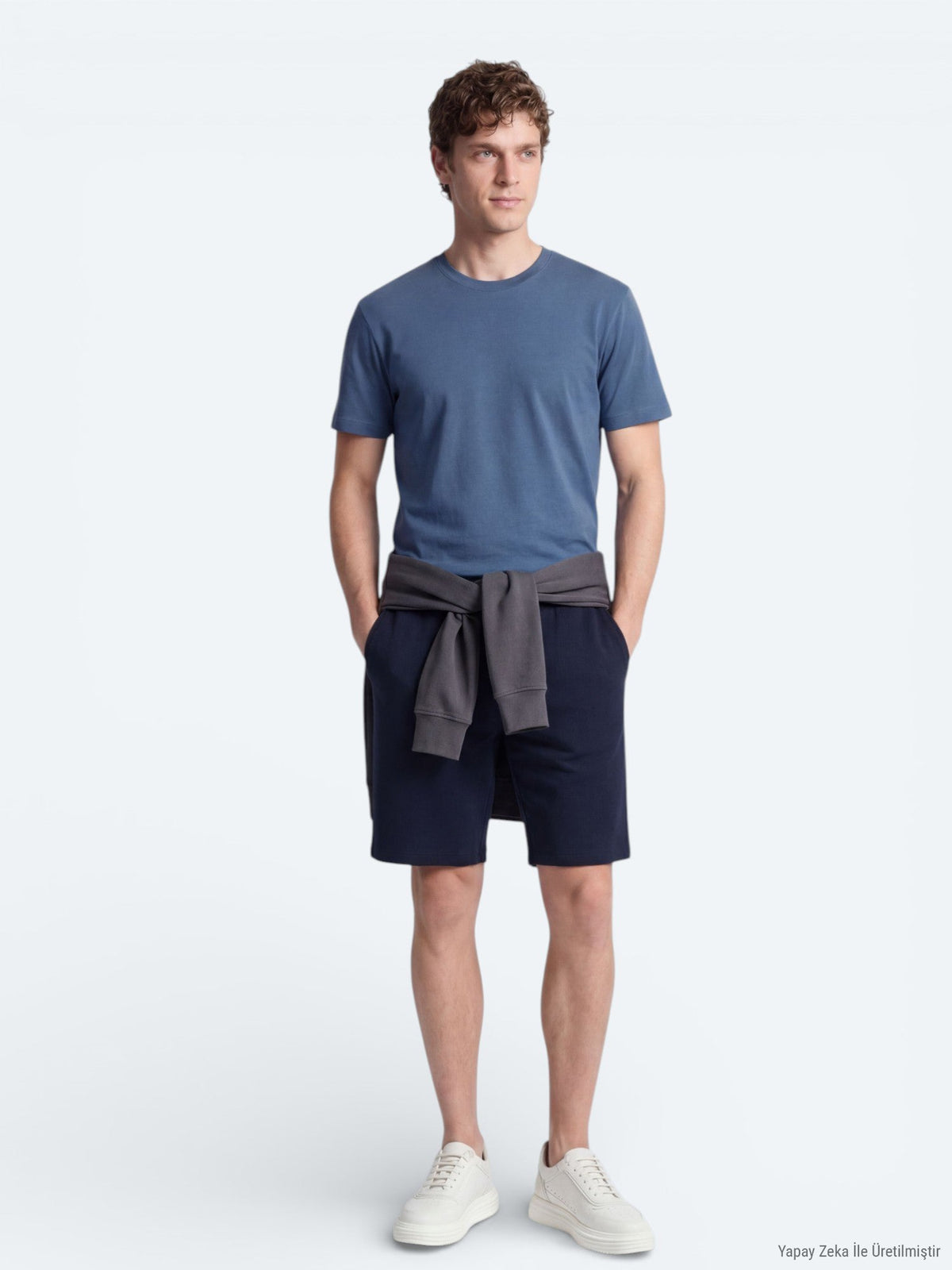 KİP Gestrickte Jogging-Fit Sport-Shorts Marineblau