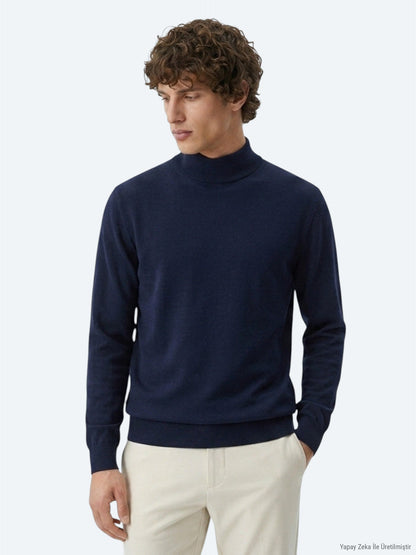 Marineblaues Strick-Sweatshirt
