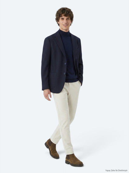 Marineblaues Strick-Sweatshirt