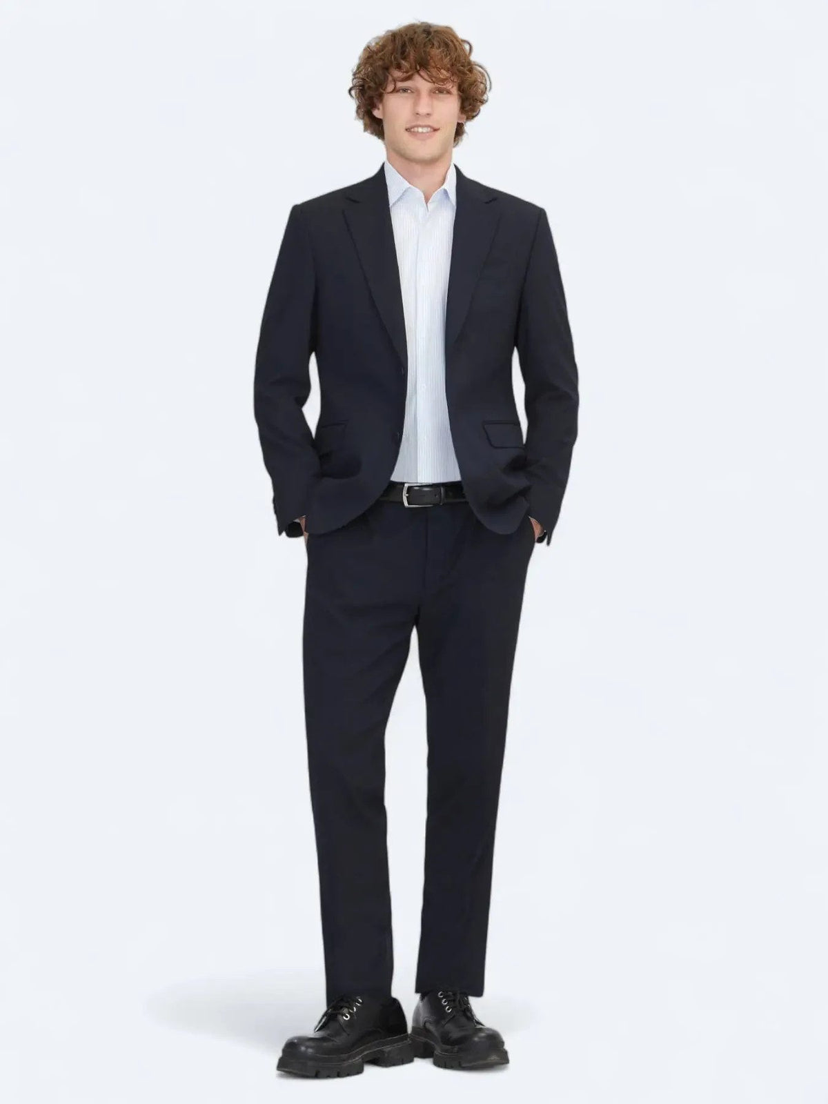 Marineblauer Mikro-Modern-Fit-Anzug