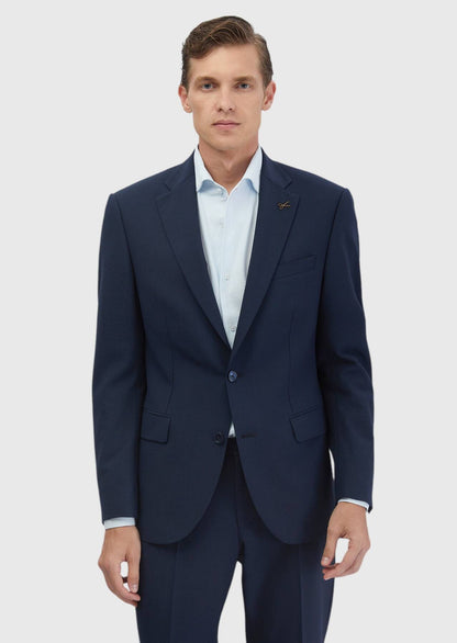 Marineblauer Micro Modern Cut Anzug aus Wollmischung