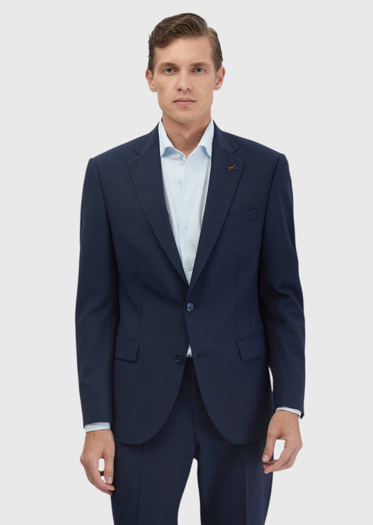 Marineblauer Micro Modern Cut Anzug aus Wollmischung