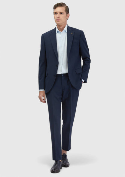 Marineblauer Micro Modern Cut Anzug aus Wollmischung