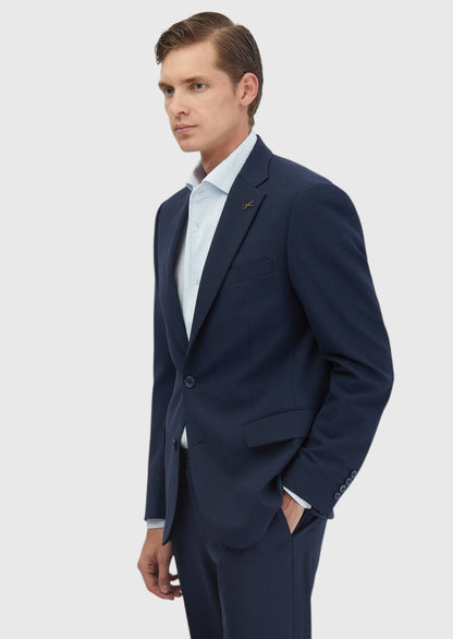 Marineblauer Micro Modern Cut Anzug aus Wollmischung
