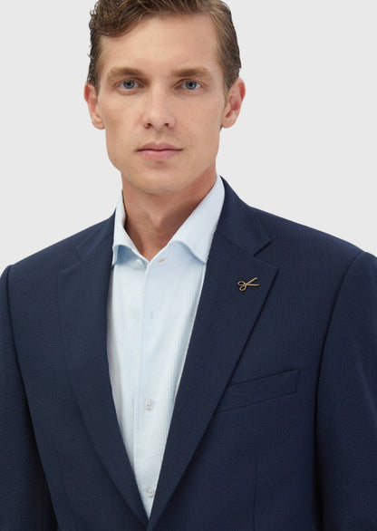Marineblauer Micro Modern Cut Anzug aus Wollmischung