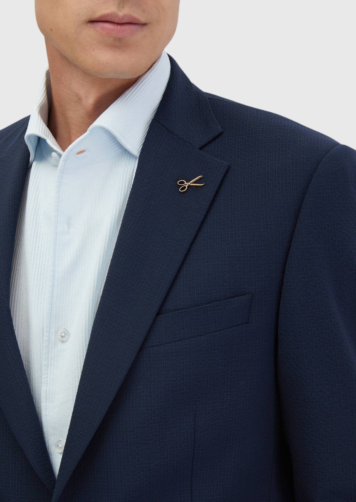 Marineblauer Micro Modern Cut Anzug aus Wollmischung