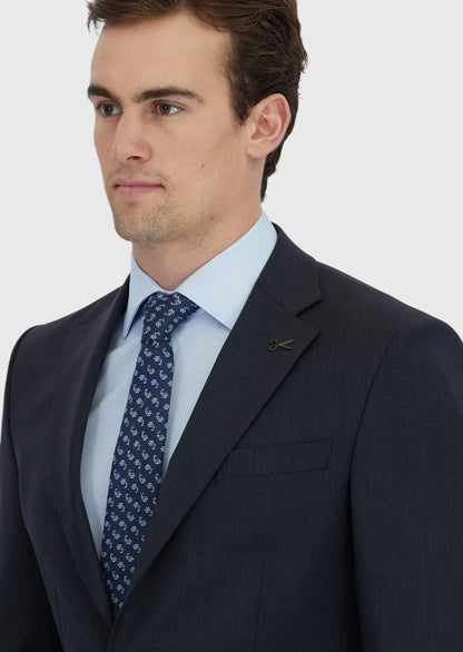 Marineblauer Micro Modern Fit Anzug aus Wollmischung
